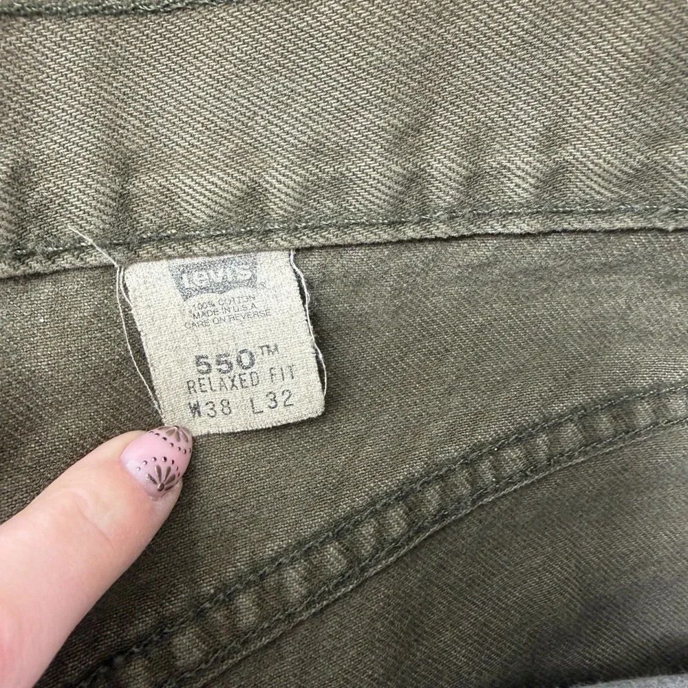 VTG Levi's 550 Relaxed Fit Moss Green Denim Jean Men W34 L32 Red Tab Made In USA